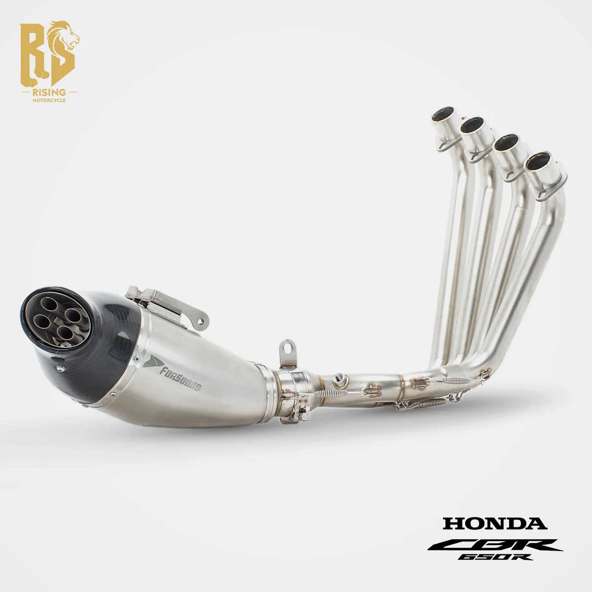 Фото Для CBR650R/F CB650R: полноразмерная выхлопная труба из углеродного волокна с нижним выходом, для езды по горным трассам и коммутинга, модификация 2014-2026 гг. №1