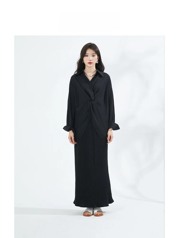 Gonblick белые шифоновые рубашки с французским вырезом женские ранняя осень 2024 новый