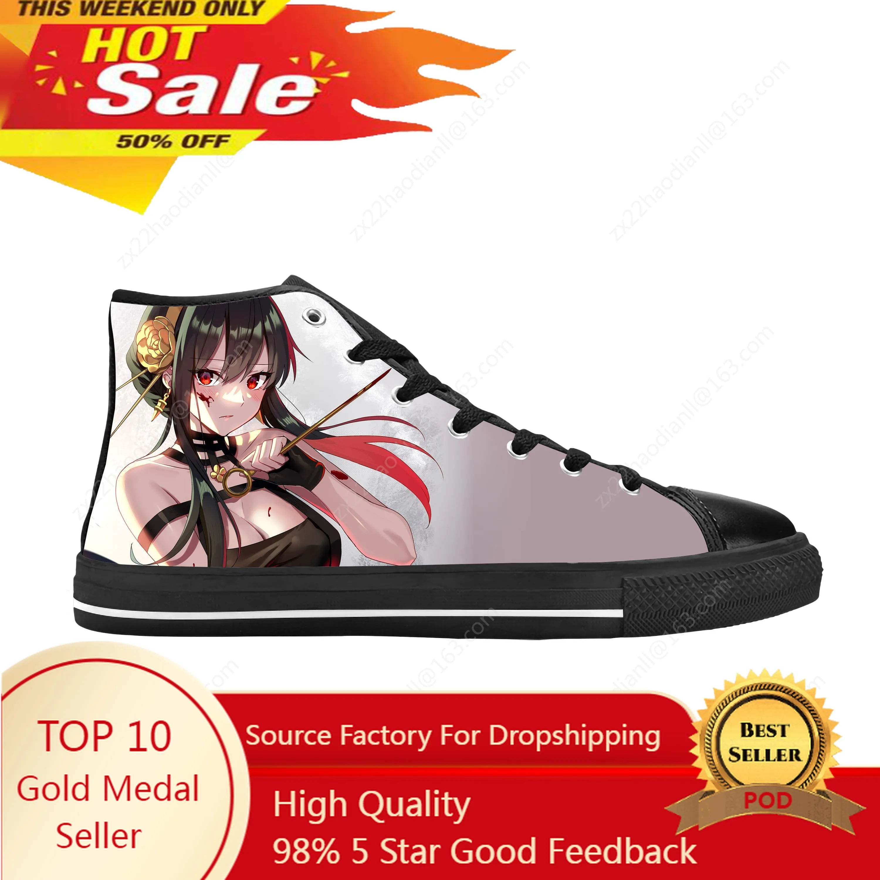Симпатичные повседневные тканевые кроссовки с высоким верхом японского аниме