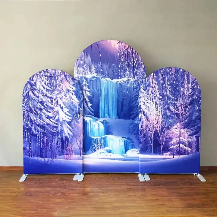 

3 шт. тканевый фон в форме арки, замороженное зимнее свадебное украшение для вечерние ринки, дня рождения, изогнутая металлическая подставка