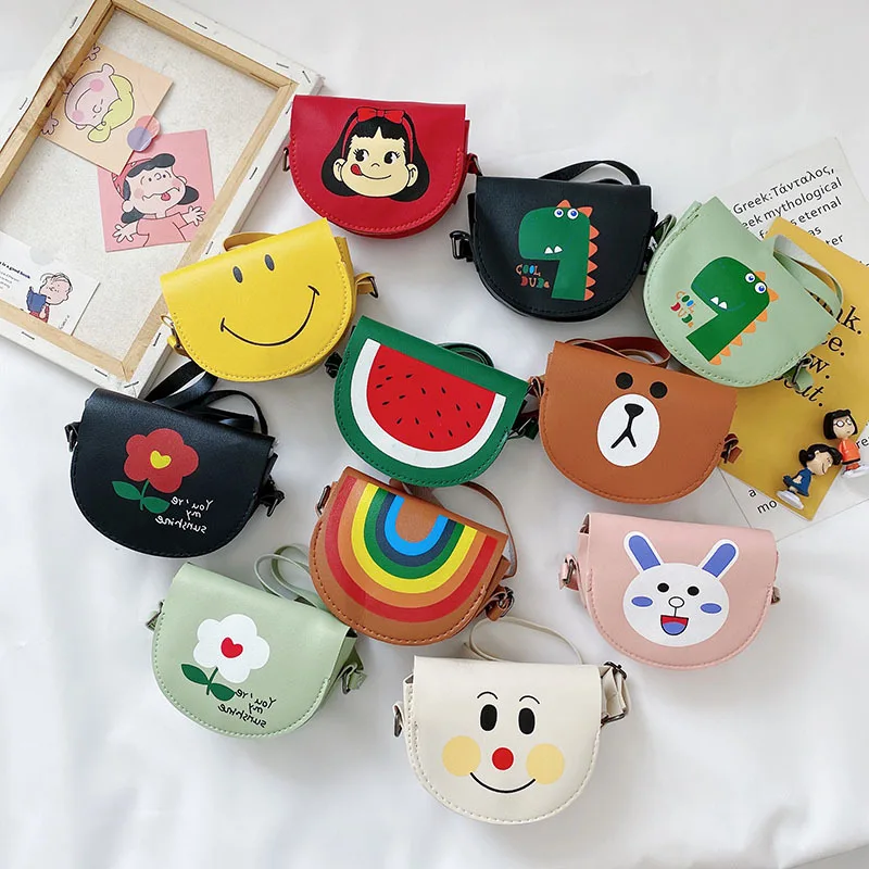 Cartoon Rainbow Girls Baby Mini Shoulder Bags Boys Kids Small Crossbody Bag PU Leather Children Coin Purse Handbags 1-5 Years