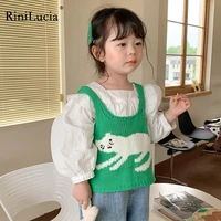 rinilucia toddler baby girls vest autumn warm all match knitted sweater vest newborn baby girl wearing waistcoat kids clothes