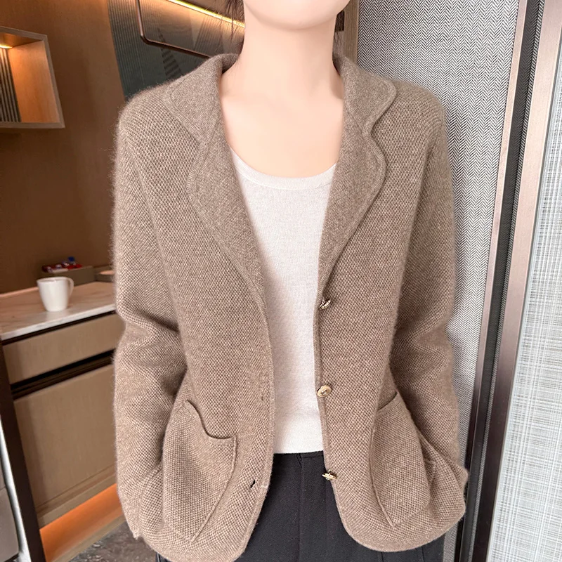 Осень-зима новый кашемировый свитер женский костюм вязаный кардиган с