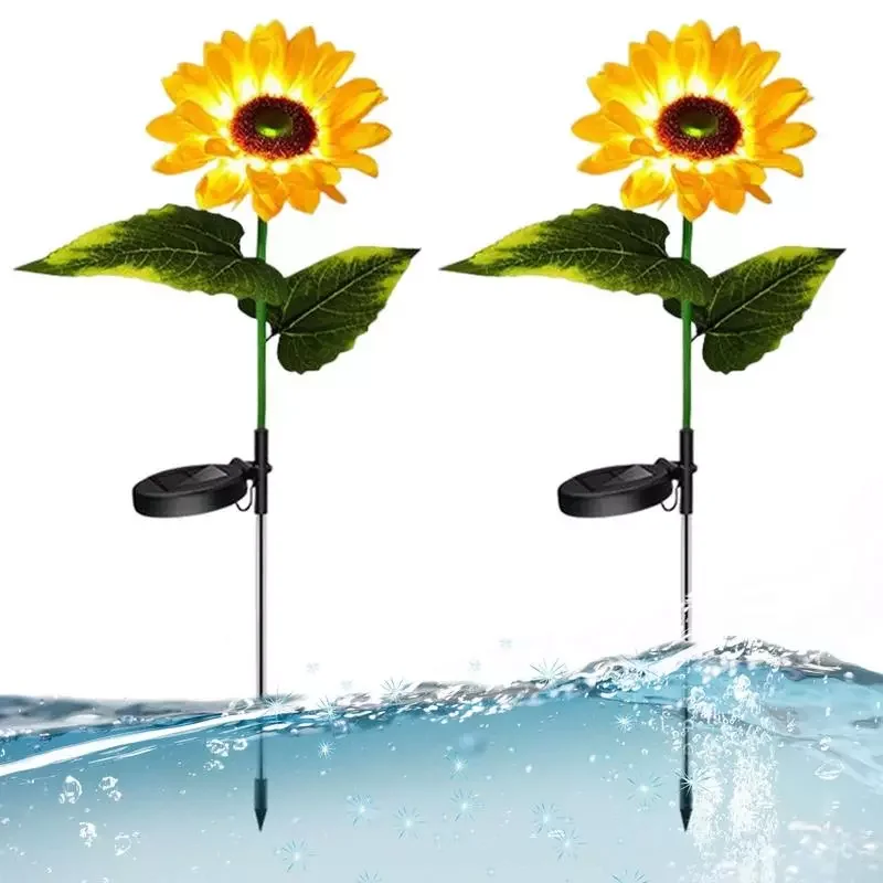 

Solar Sunflower Lights 2Pcs Upgraded LEDs Light Sunflowers LED Solar Lawn Insert Landscape Light Waterproof Solar Decorative