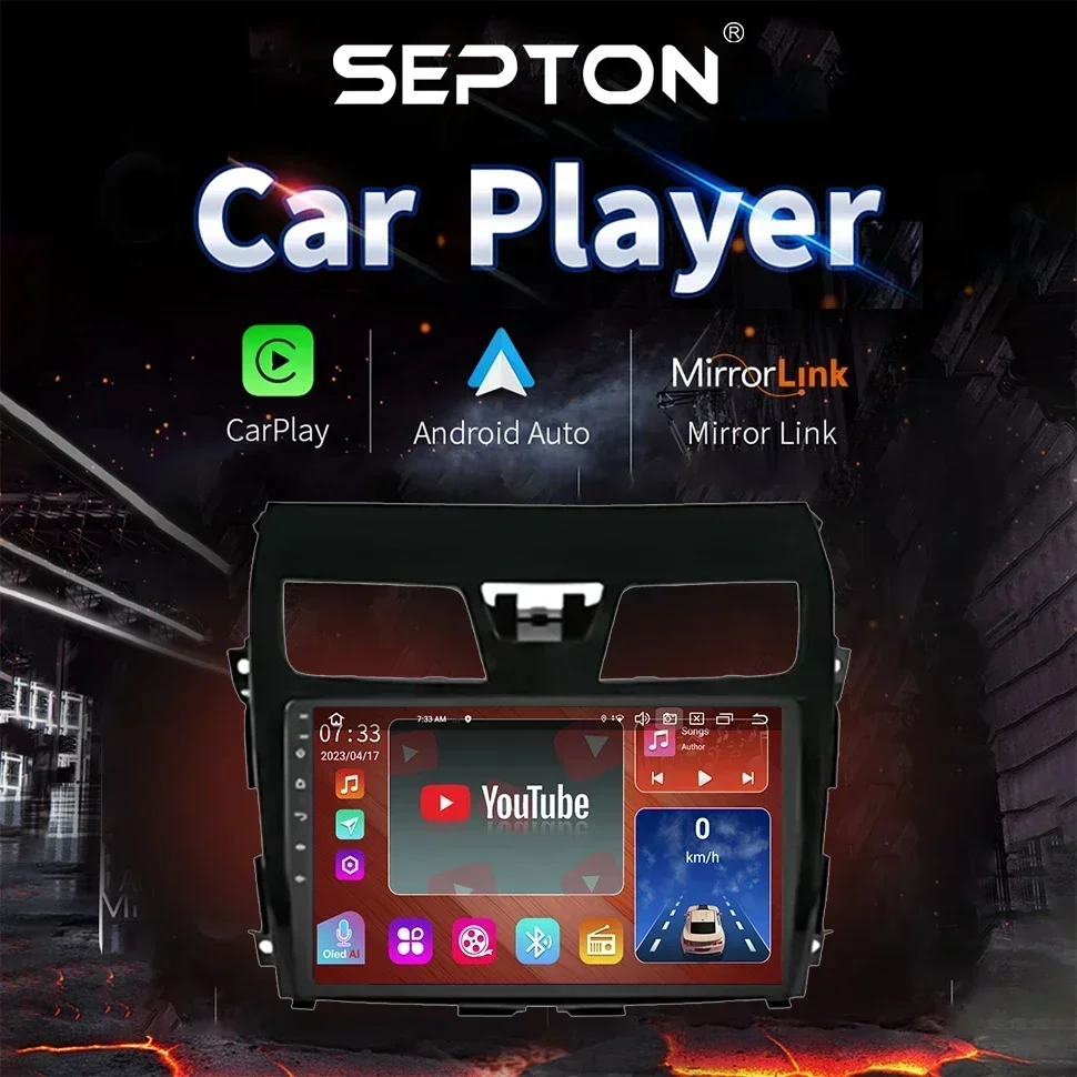 Фото Автомобильный экран SEPTON, Android, автомобильный радиоэкран для Nissan Teana Altima 2013-2018, мультимедийный плеер, автомобильный GPS CarPlay 4G DSP QLED №5