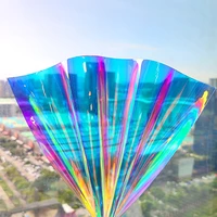 laser iridescent holographic film clear transparent pvctpu fabric leather rainbow film shiny vinyl material 7 13pcsset