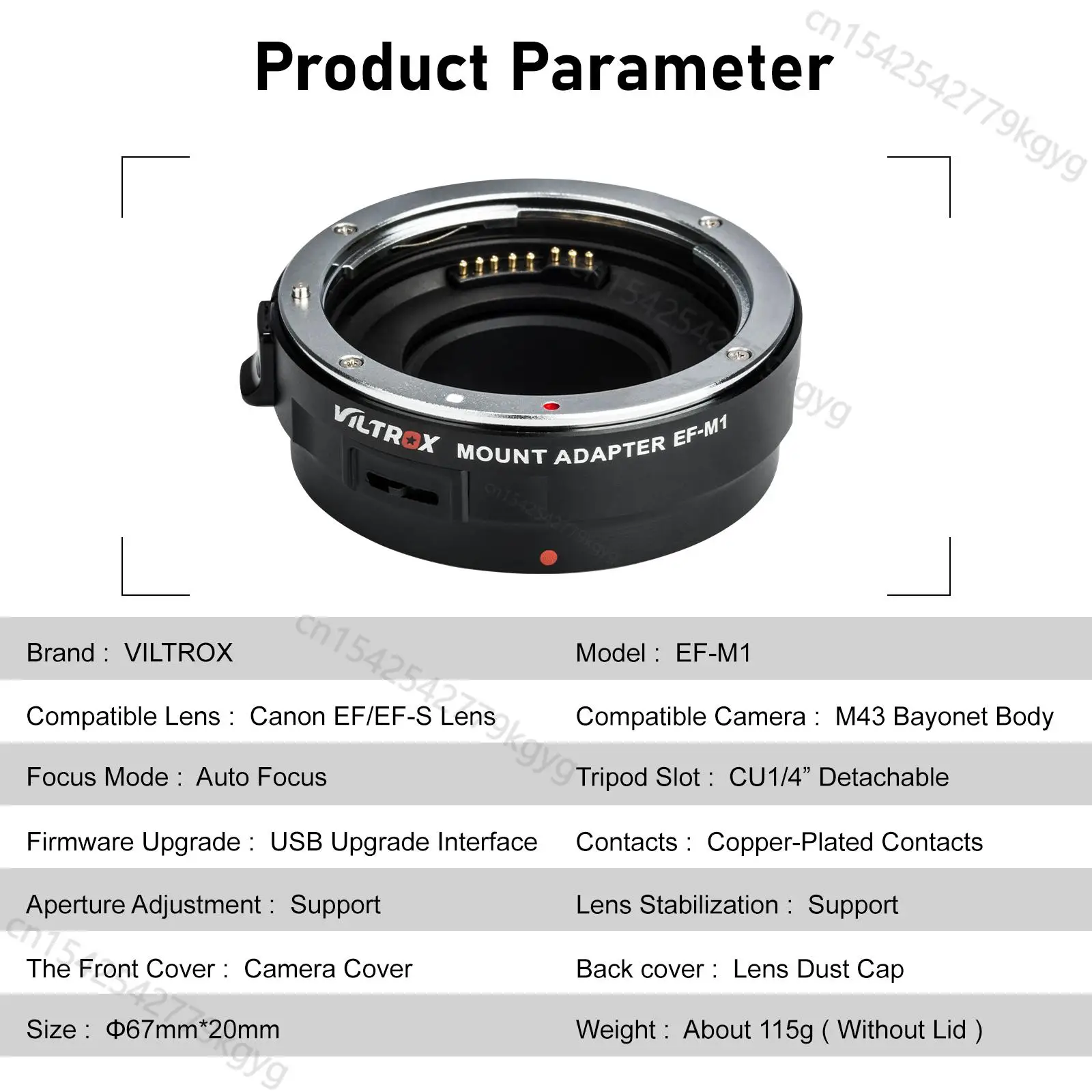Кольцо-адаптер для объектива Viltrox с автофокусом Canon EF/EF-M1 Lens to M4/3 GH5 GH4 GX85 Olympus EF-S II E-M5