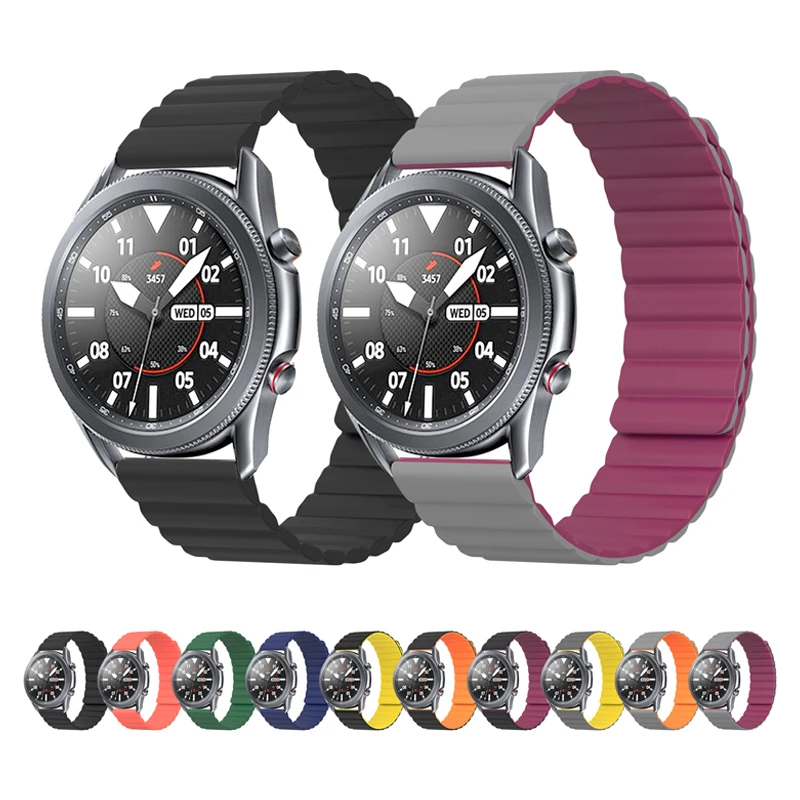 

Ремешок силиконовый для Samsung Galaxy watch 3 4 46 мм 42 мм, двухцветный Магнитный браслет для Amazfit Bip GTR, 20 мм 22 мм 45 мм 41 мм