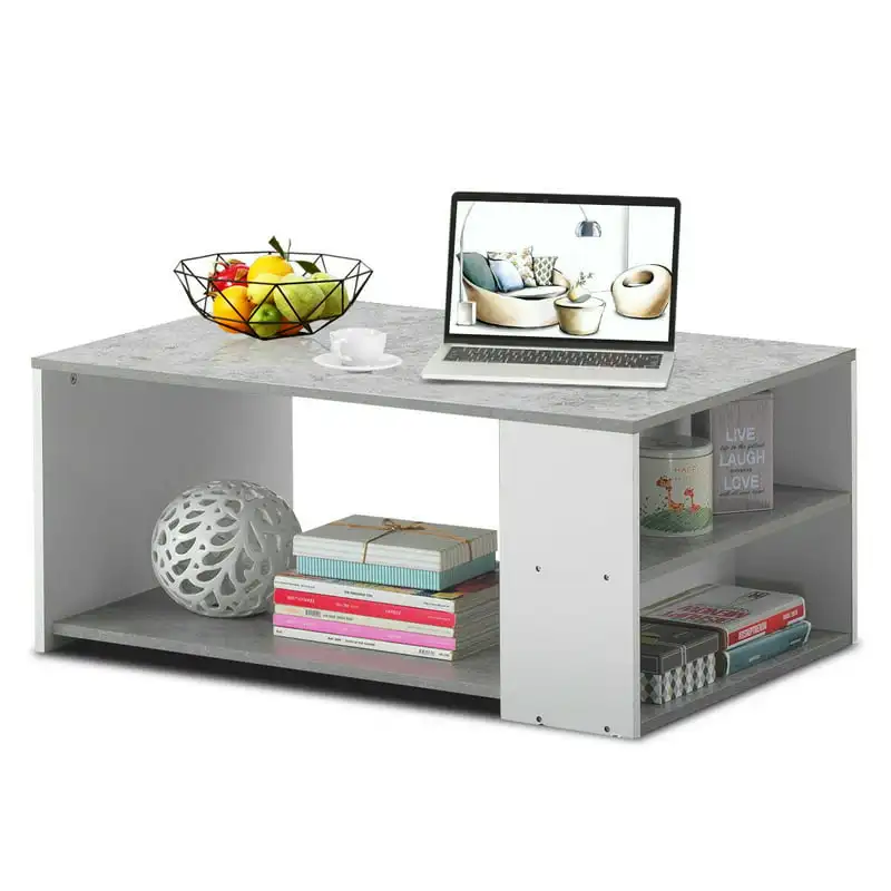 

Wooden 2 Shelf Rectangle Coffee Table, Gray Small end table Tea table End table for bedroom Small coffee table Mesas Table top