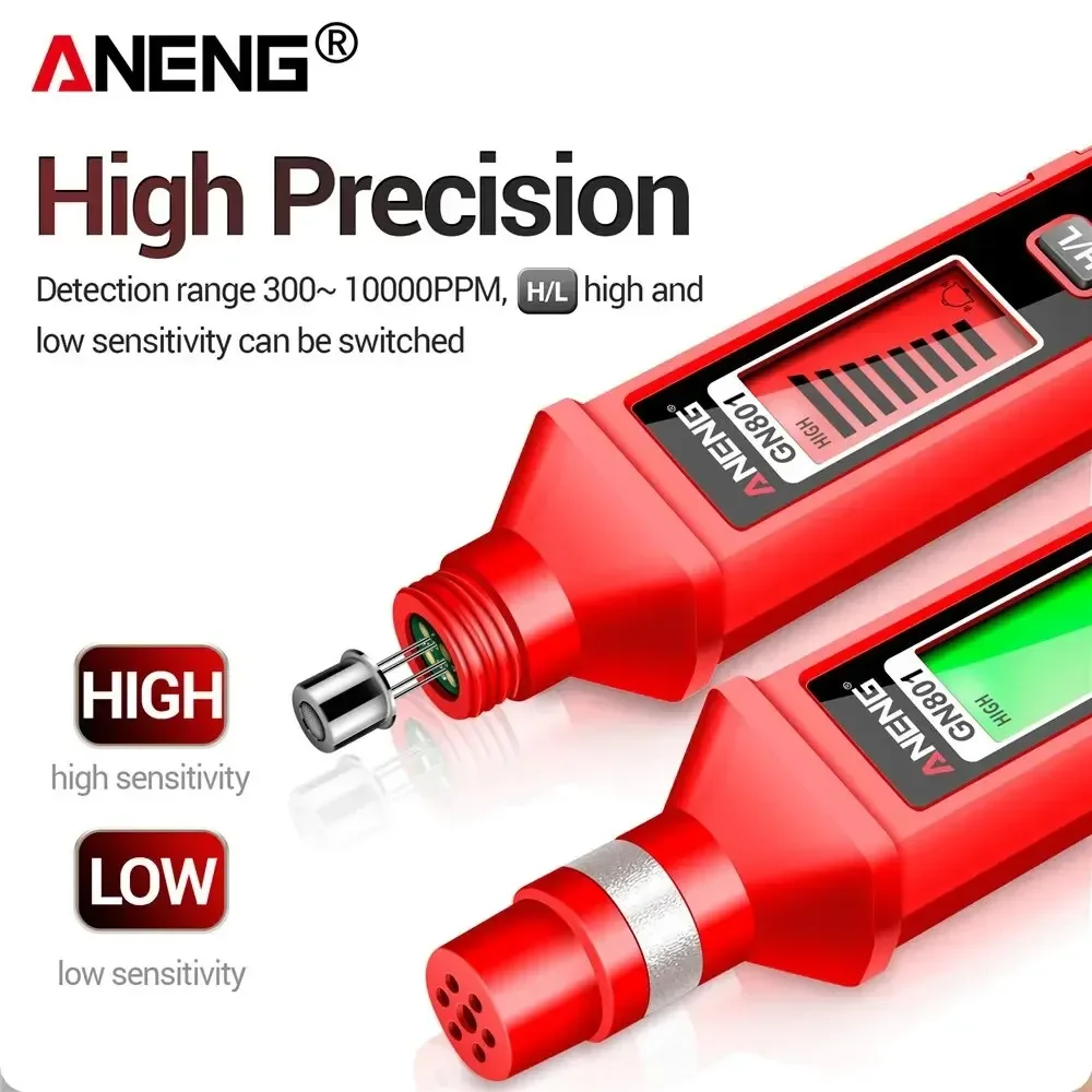 ANENG GN801 Газочувствительный полупроводниковый детектор 300 ~ 10000PPM Анализатор утечки