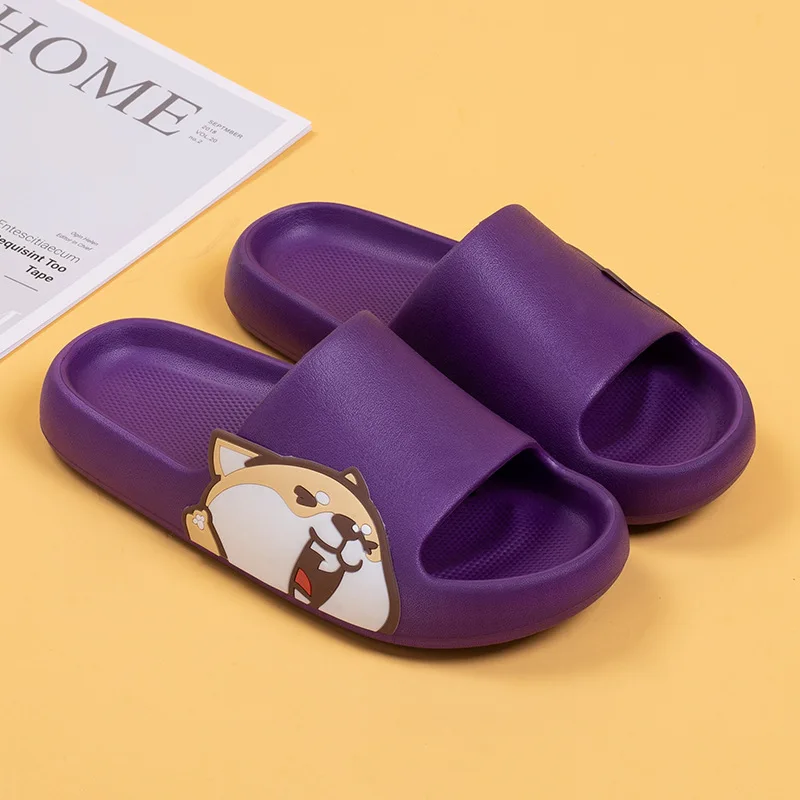 Summer Women EVA Slippers Indoor Bath Thick Platform Non-slip Home Couple Cartoon Flip Flops Bear Beach Sandals Ladies Shoes