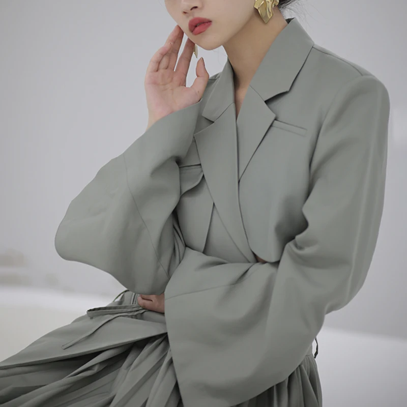 2023 Fashion Irregular Elegant Blazer Women Notched Long Sleeve Lace Up Bowknot Blazers Female Aesthetic Chic Coat Korean Style