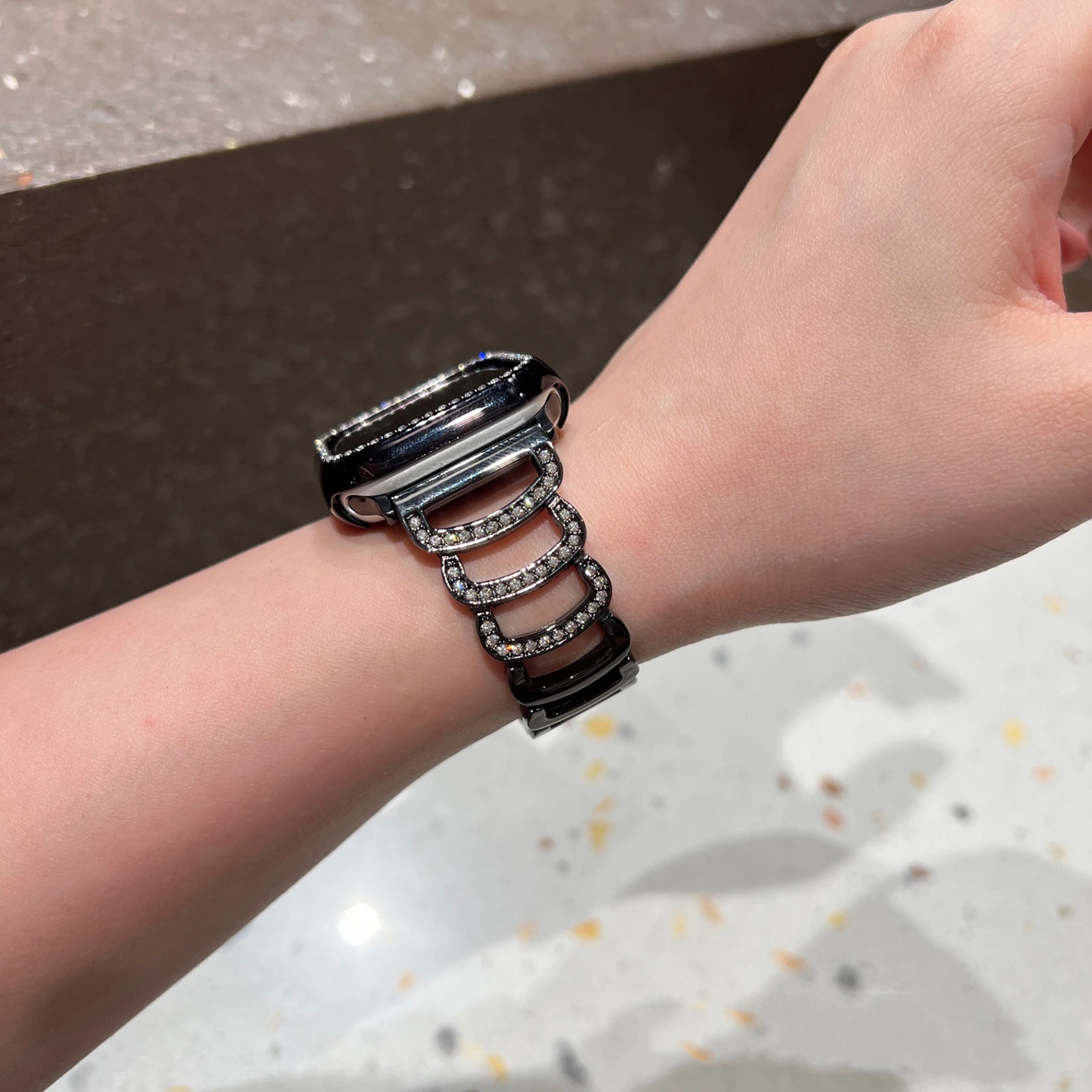 Chain Diamond Bracelet for Apple Watch Ultra 49mm 45mm 41mm 40mm 44mm 38mm 42mm Metal Band for iWatch Series SE 8 7 6 5 4 Strap