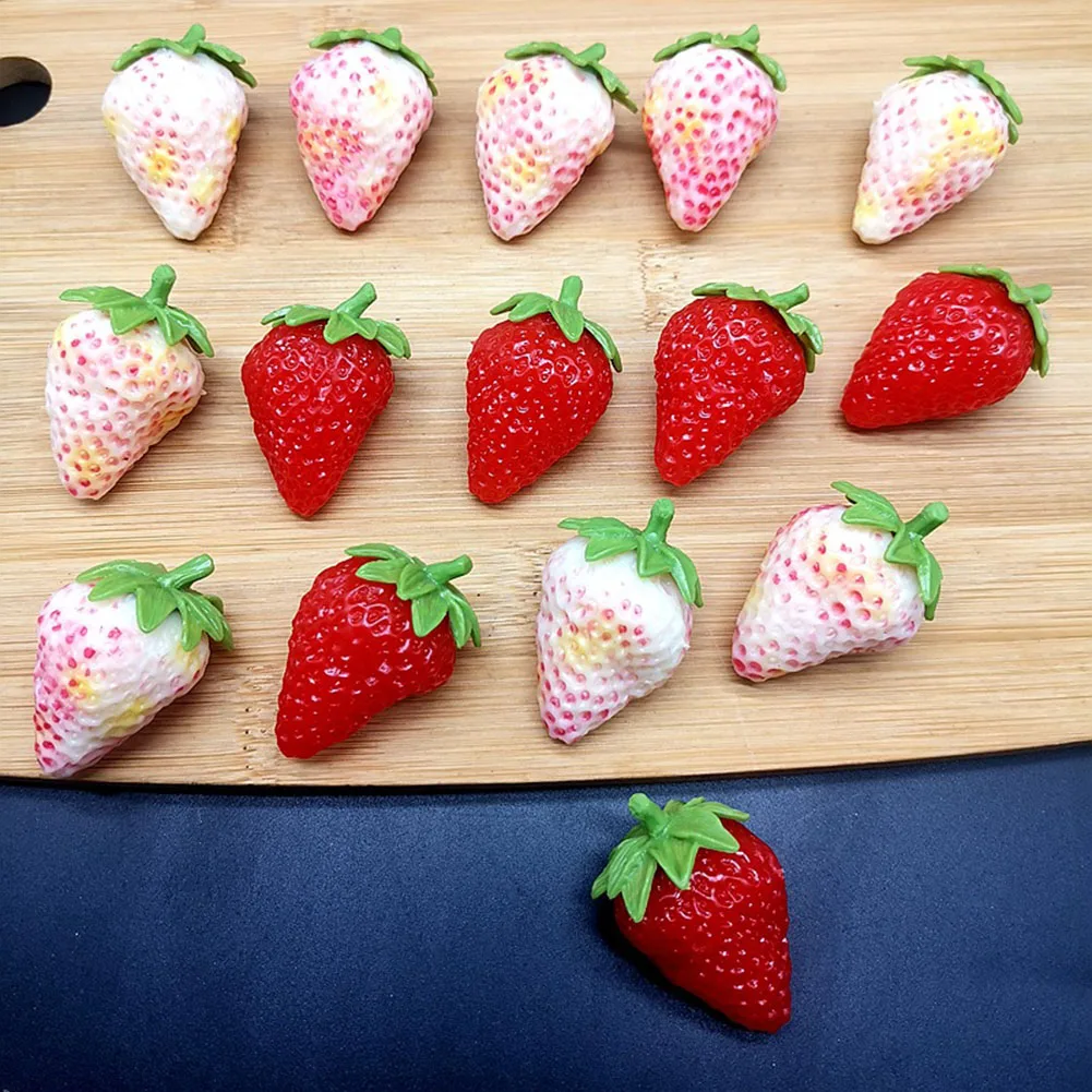 

High Simulation Fruit Plastic Fake Red/White Strawberry Photo Display Props Fruit PVC Artificial Strawberry Fruit Shop Model