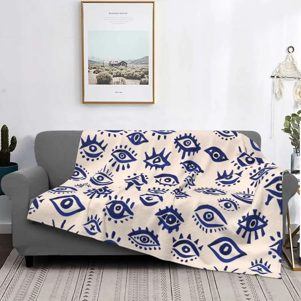 

Одеяло Мистик Айз темно-синее, Фланелевое украшение от сглаза, многофункциональное супер мягкое покрывало для дома и офиса