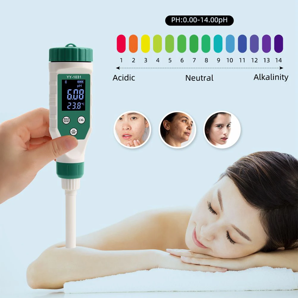 Digital Bluetooth Food Acidity Meter PH Meter 0.00~14.00 Acidimeter Sensitive Probe For Cream Lotion Cosmetic Temperature Tester