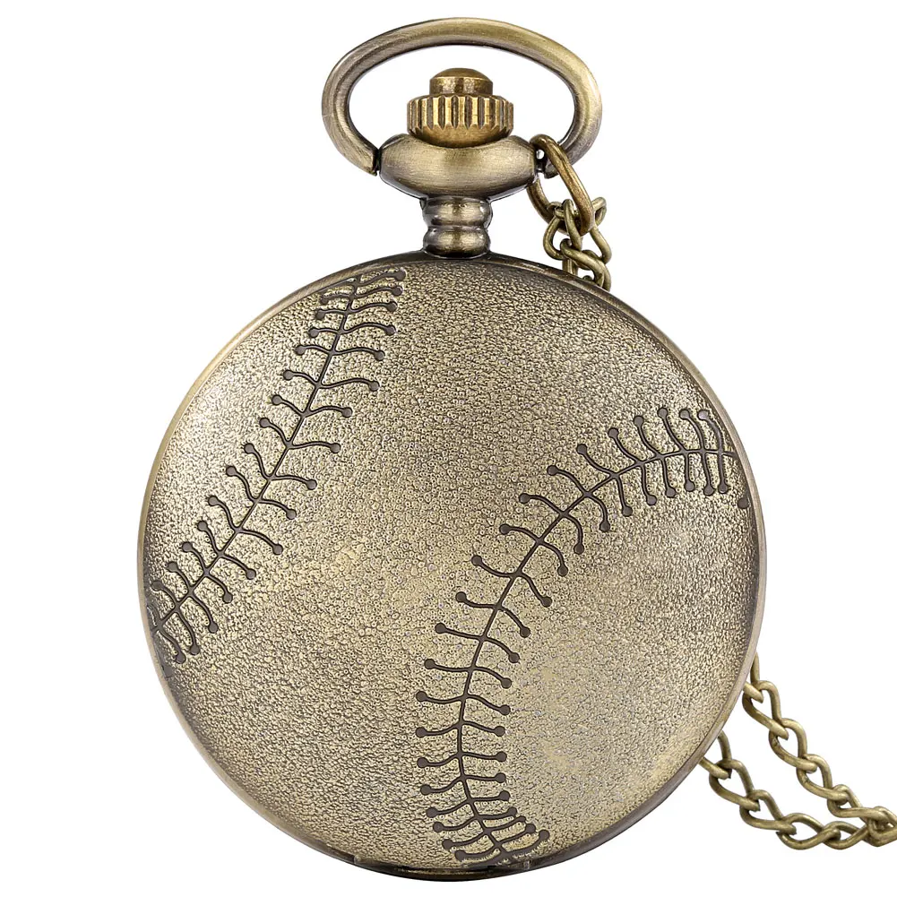 

Men's Bronze BaseBall Pattern Softball Outdoor Jewelry Necklace Pendant Chain Clock Hours Souvenir Cosplay Gifts Sport Watches