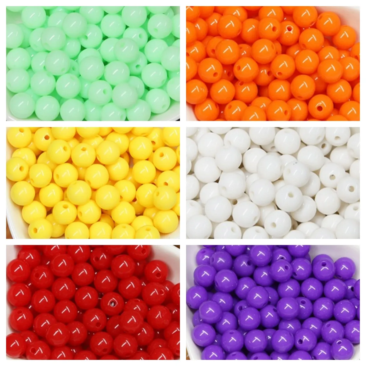 

4mm Candy Color Acrylic Round Beads 3-12mm Loose Balls Spacer beads for needlework & Jewelry Making