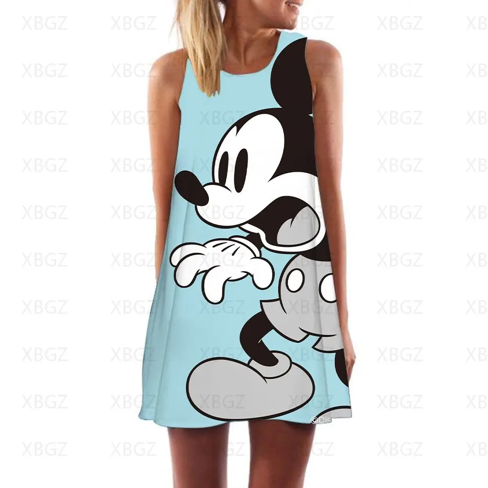 

Women's Summer Sundresses Cool Minnie Mouse Dress Sexy Dresses 2022 Beach Woman Sleeveless Fashion Boho Mini Print Mickey Disney