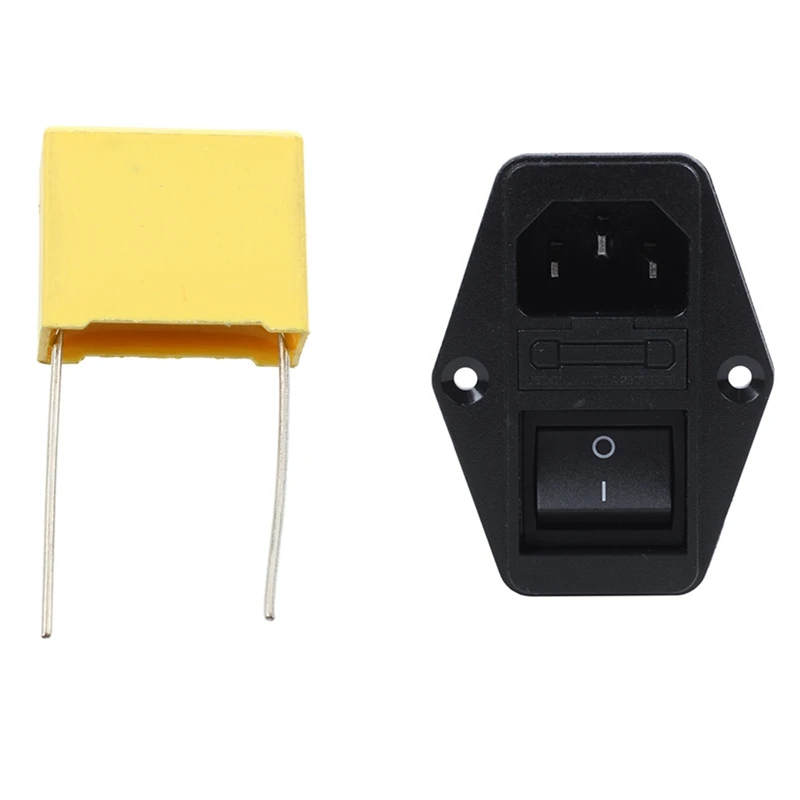 

10 Pcs AC 275V 0.22UF Polypropylene Film Safety Capacitors MPX & 1X Solder Lug Terminals IEC 320 C14 EMI Filter