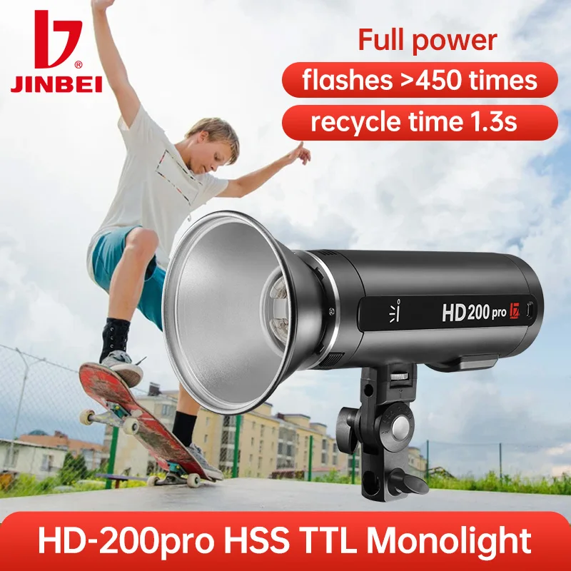 

JINBEI HD200pro HSS TTL Outdoor Photography Lighting 1/8000S Professional Battery Monolight For Portrait Wedding Travel Shooting