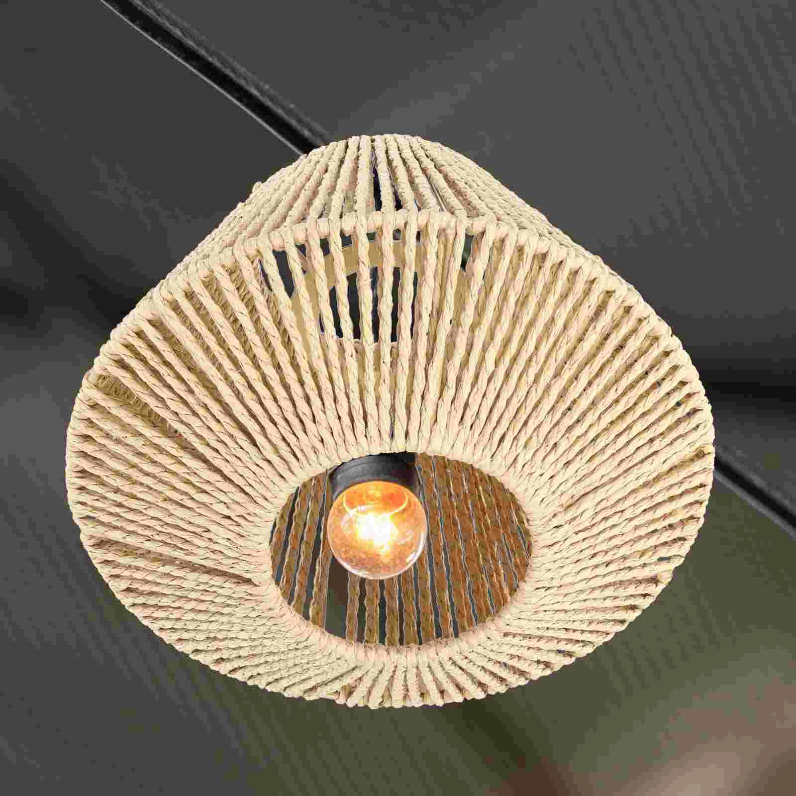 

Lamp Shade Woven Pendant Light Lampshade Shades Cover Rattan Hanging Chandelier Ceiling Rustic Wicker Lampshades Rain Wagon