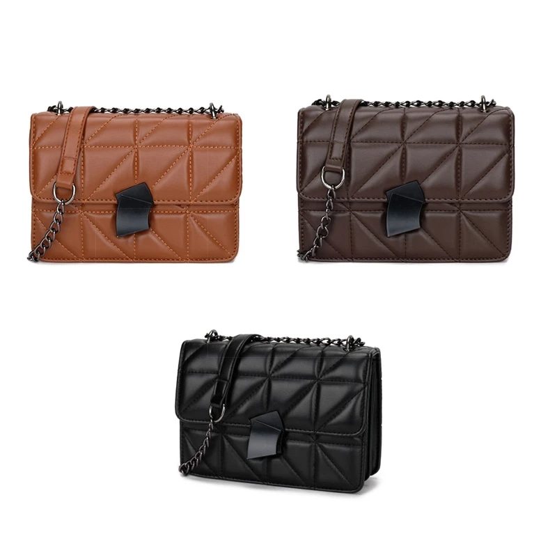 

Сумки через плечо Многослойная сумка через плечо с ромбической отделкой и регулируемым ремешком E74B