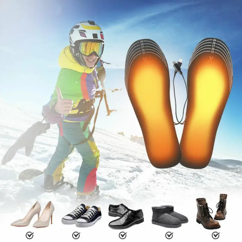 

Стельки с электрическим подогревом для мужчин и женщин, моющиеся зимние теплые обувные, с USB-разъемом, коврик для обуви, унисекс, WJ085