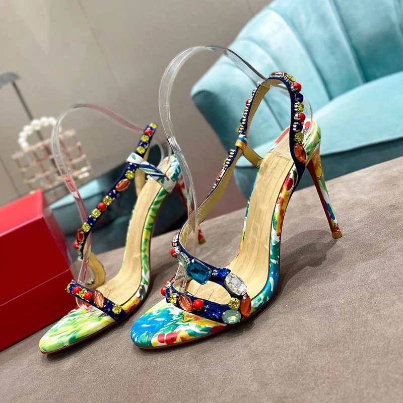 

Spring And Summer New Women's High Heel Sandals Fashion Creative Rhinestone Design Fairy Shoes Temperament Feminino Shoes