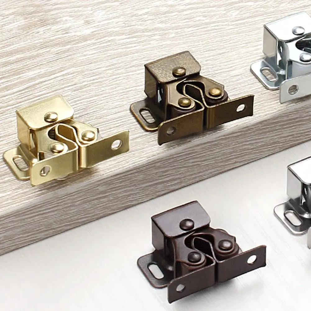 

Durable 4Pcs Safe Sturdy Two-wheel Touch Beads Lock Cold-rolled Steel Door Catch 0.88mm Thick Card for Cabinet