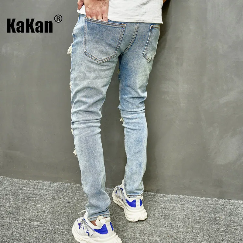 Kakan - новые европейские и американские потертые джинсы с нашивками для мужчин