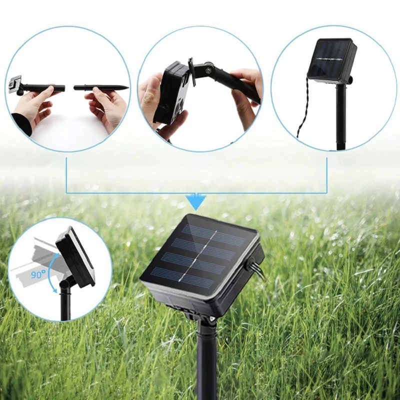 Светодиодная Водонепроницаемая гирлянда на солнечной батарее свадебная уличная