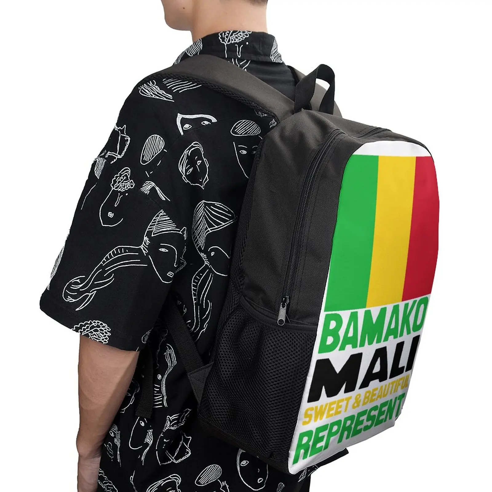 

Bamako, Mali, Representes Essential Firm Comfortable Knapsack17 Inch Shoulder Backpack Vintage Schools Top Quality