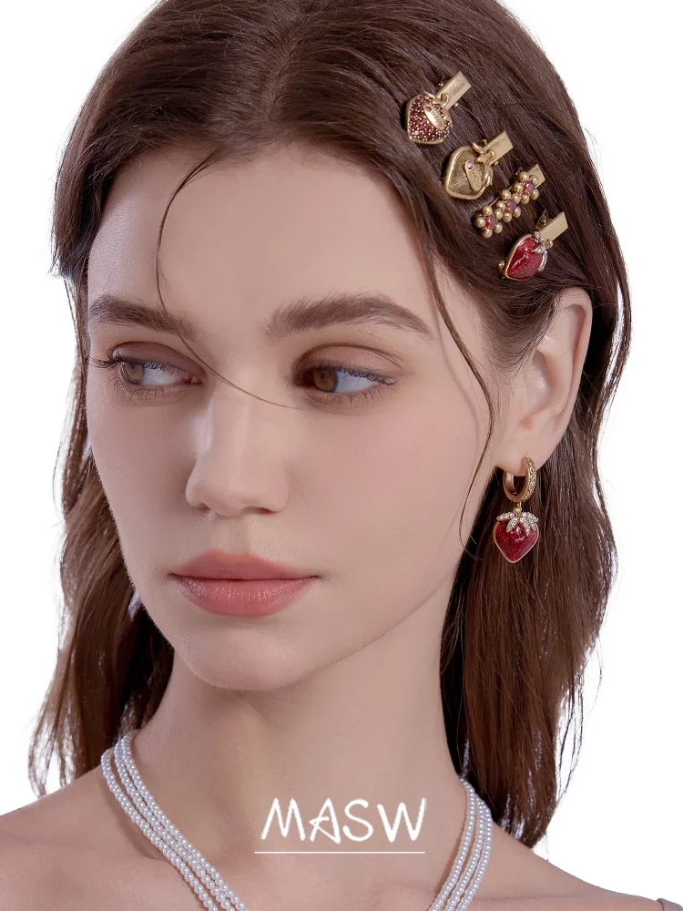 MASW оригинальный дизайн Senior Sense красивая красная клубничная заколка для волос