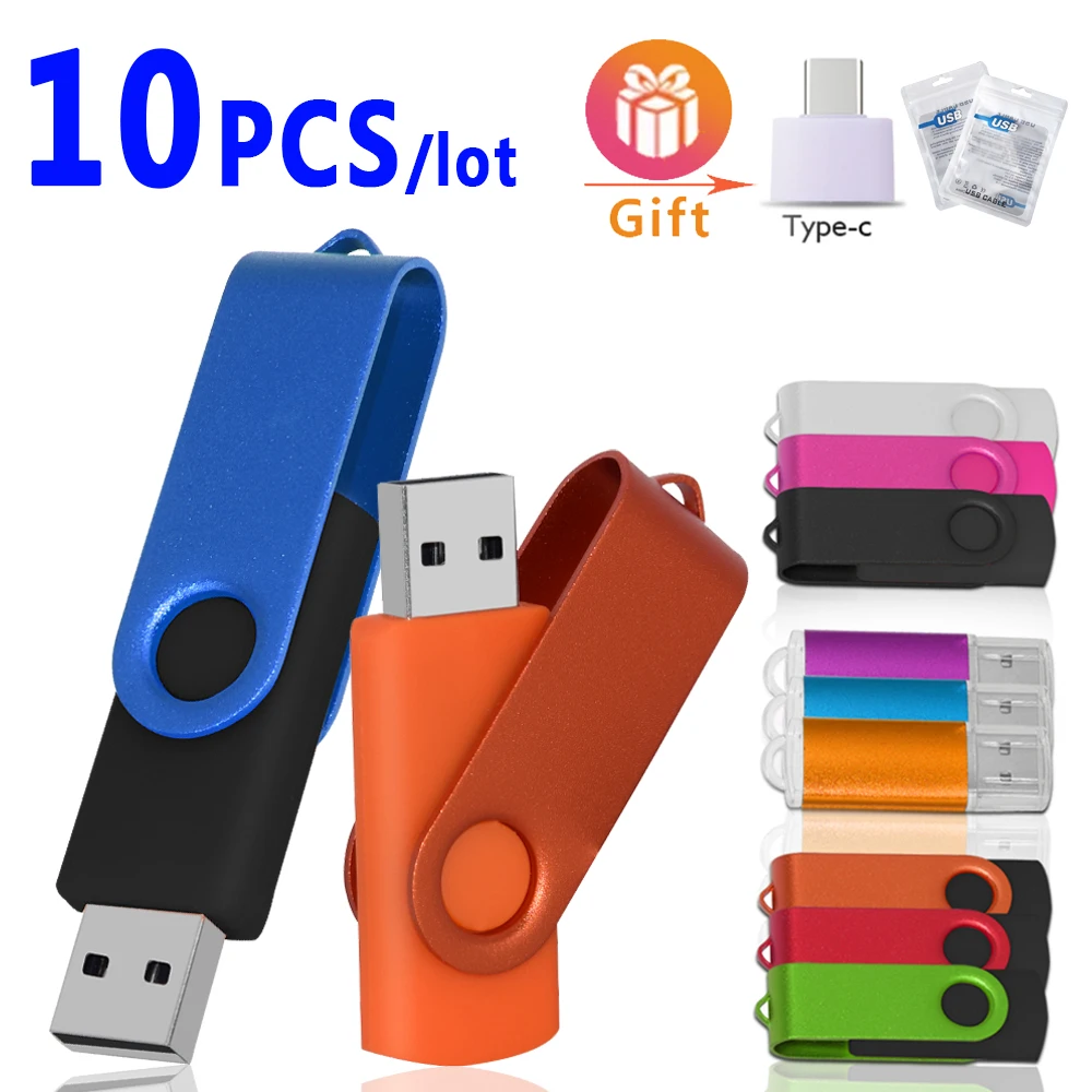 

10Pcs/Lot 2.0 Usb Flash Pen Drive Metal + Plastic Colour Usb Sticks 64GB 128GB 4GB 8GB 16GB 32GB Usb Pendrive Custom Logo Free