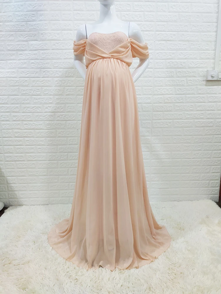 Chiffon Maternity Dresses for Photoshoot Ground Length Baby Shower Dress for Women Pregnant Woman Pregnancy Gown for Photography enlarge