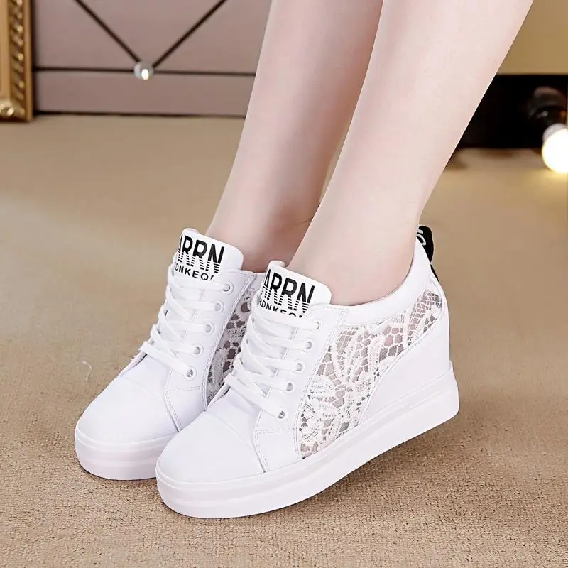 Hot Women Sneakers White Ladies Casual Lace-up Platform Summer Hot Women Breathable Running Shoes Zapatos De Mujer 135