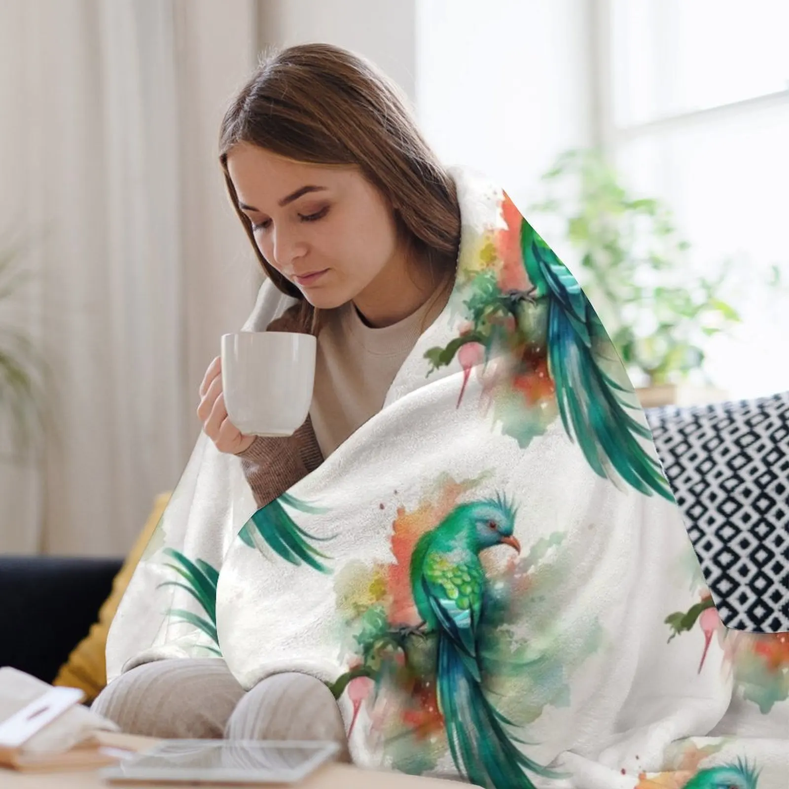 красочный повторный Кетцаль акварель повторное Квинтарское одеяло