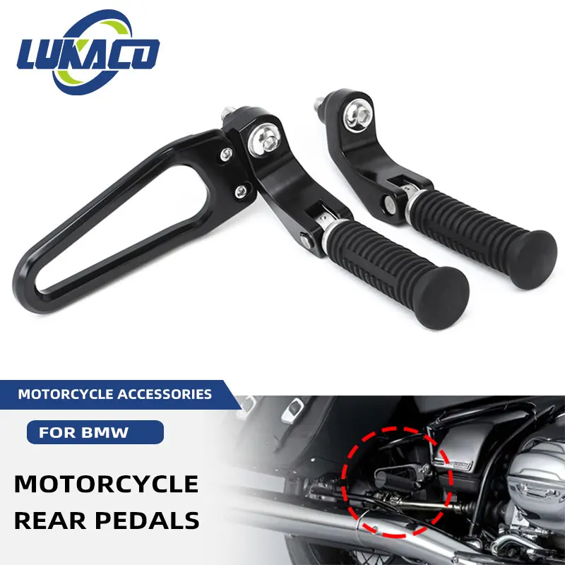 

Motorcycle Black Rear Passenger Foot Pegs Adjustable Footrests Pedals For BMW R18 2020-UP