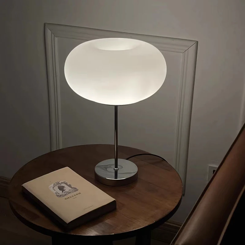 Круглые стеклянные настольные лампы белые светильники для спальни кабинета
