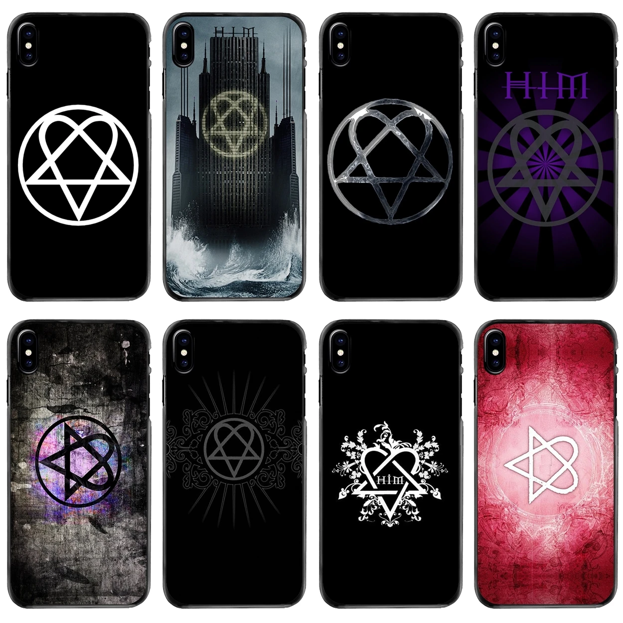 

Hard Case Cover For Apple iPhone 11 12 13 14 Pro MAX Mini 5 5S SE 6 6S 7 8 Plus 10 X XR XS Him Heartagram Logo HIM Finnish band