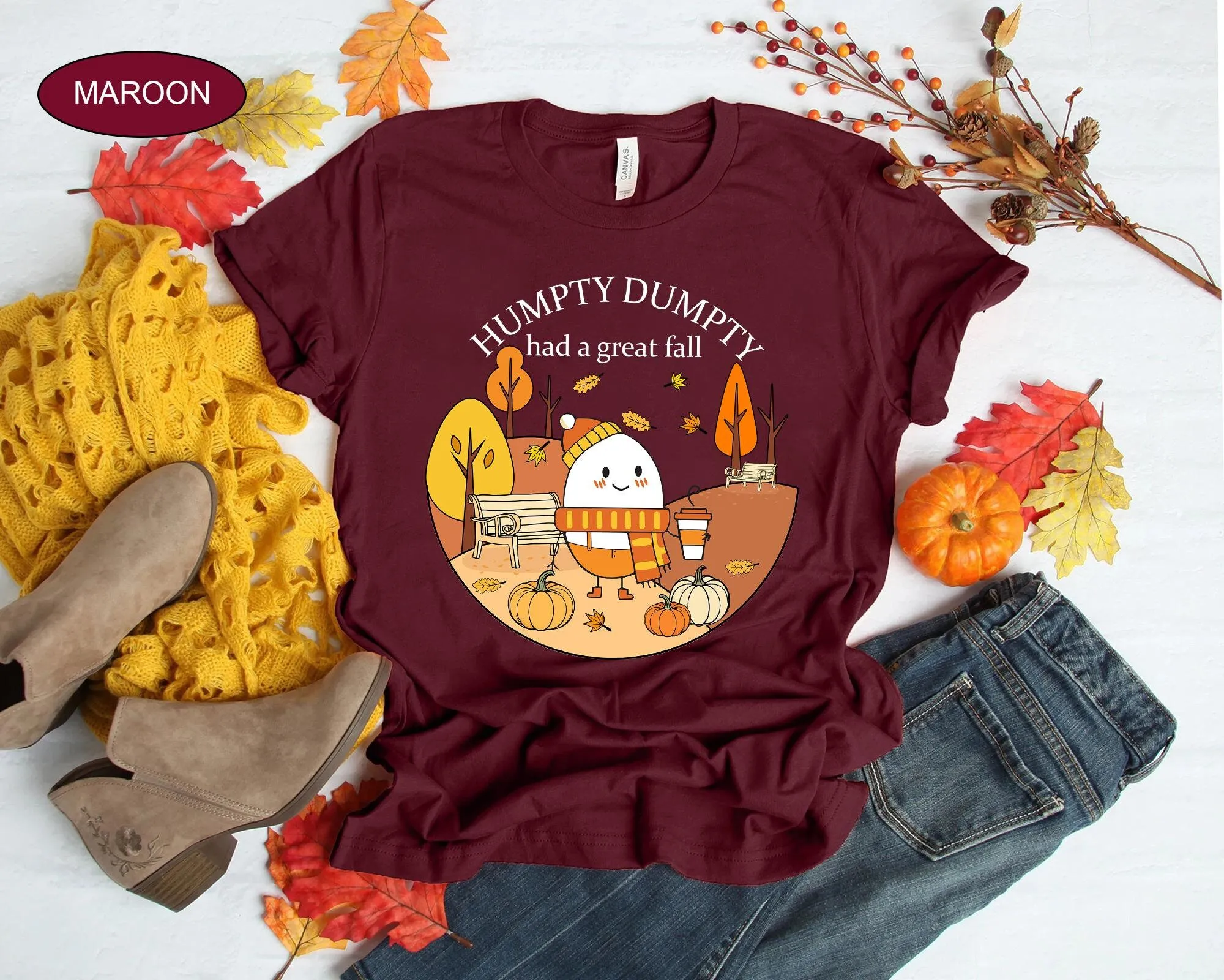 Humpty Dumpty Had A Great Fall футболка для учителей комфортных цветов детский сад женщин