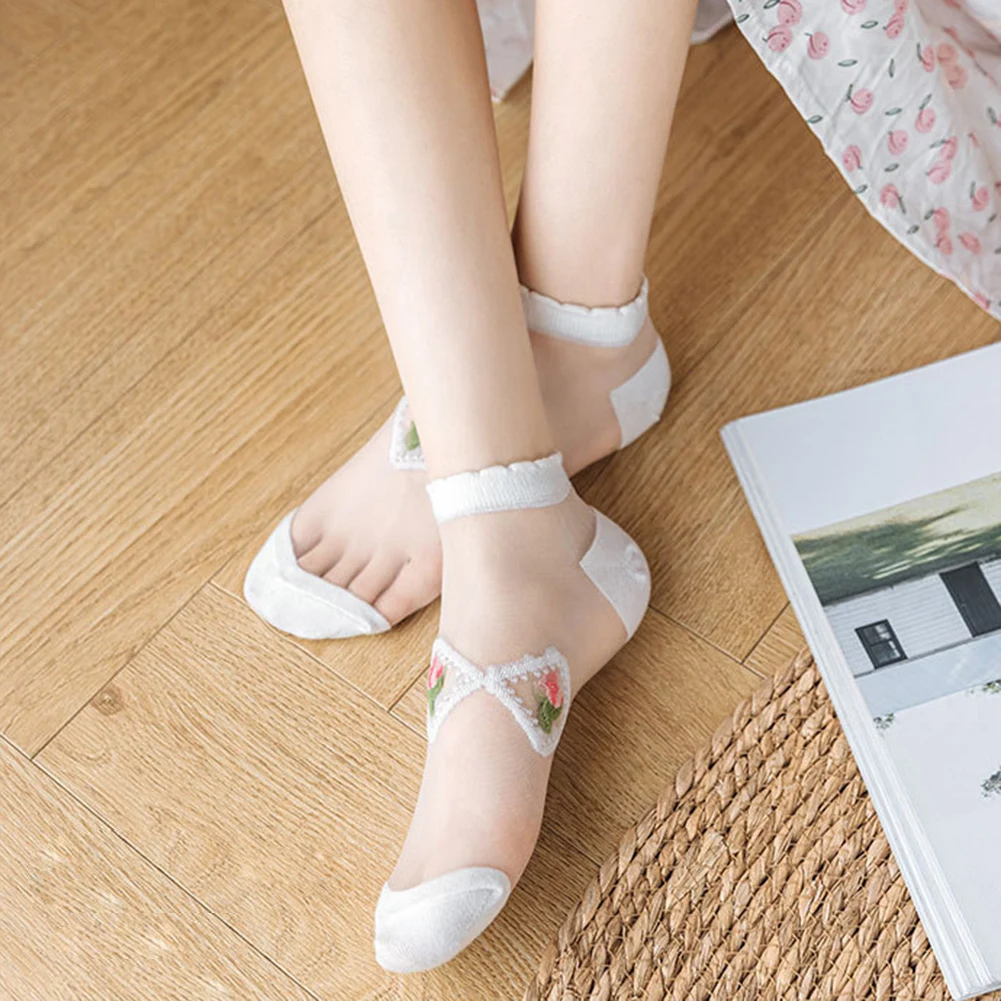 Носки женские кружевные сетчатые прозрачные эластичные 1 пара = 2 шт. |