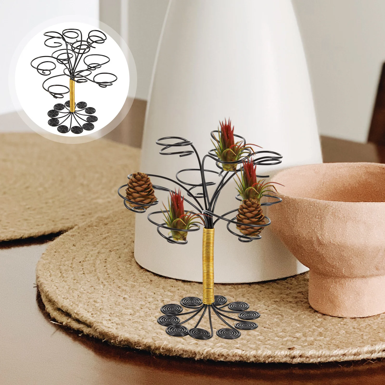 

Pot Rack Holders Tropical Decoration Display Stand Office Home Tabletop Ornament