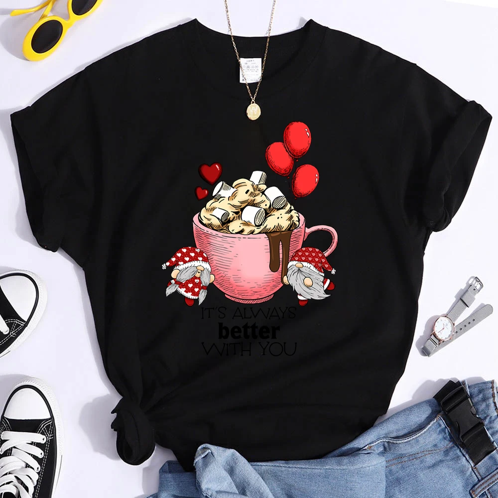 

Valentines Tee Print Hot Chocolate Sweet 90s Trend Summer T Clothing Clothes Fashion Casual T-shirts Ladies Female Top Graphic