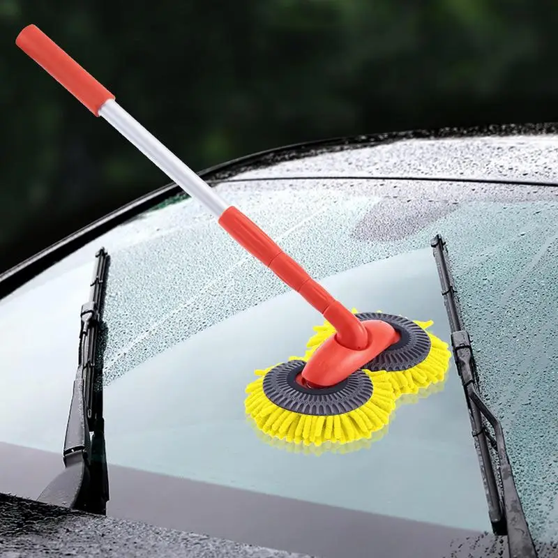 

Car Wash Brush Retractable Washing Mop Double-headed Soft Bristle Cleaning Brushes 360Degree Flexible Rotation Automobile Detail