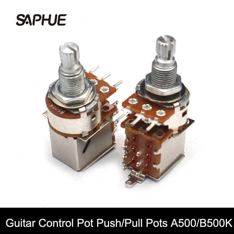 

2Pcs Guitar Potentiometer Control Pot Push/Pull Pot with Straight Terminal Block Pickup Coil Splitting Switch A500K/B500K