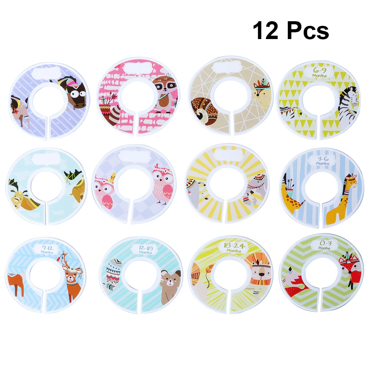 

12 Clothes Size Dividers Closet Hanger Dividers Size Rings Round Clothing Rack Dividers Clothes Size Separator for Wardrobe