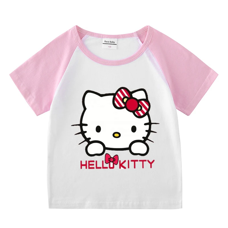 

Детская футболка с коротким рукавом, круглым вырезом и принтом Hello Kitty
