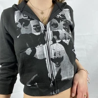 new coat womens gothic harajuku long sleeved zipper hoodie womens spring and autumn y2k hip hop streetwear top
